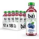 Bai Antioxidant Infused Water Beverage, Brasilia Blueberry, with Vitamin C and No Artificial Sweeteners, 18 Fluid Ounce Bottle, 12 Pack, Best By Date: 6'17'25