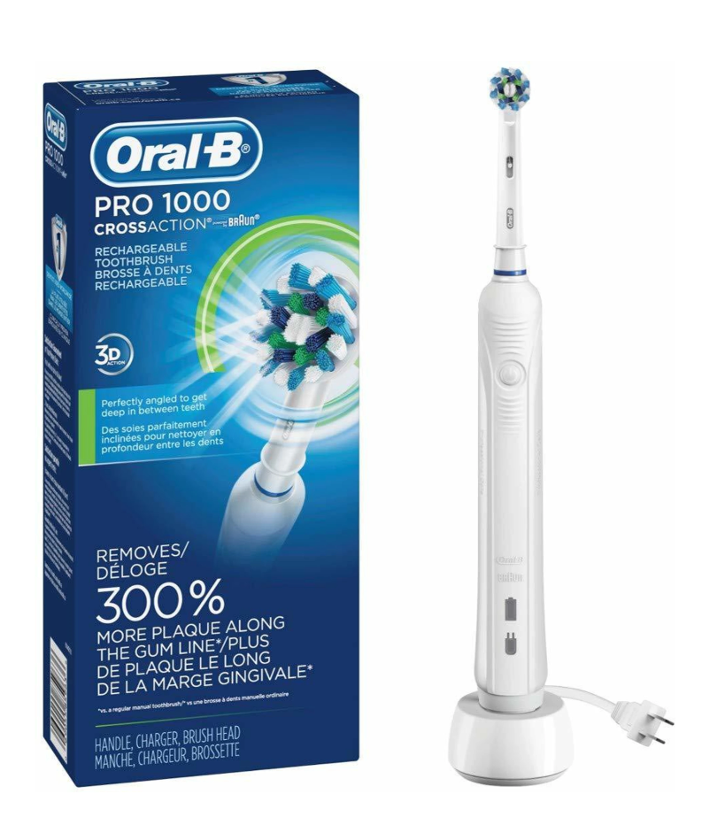 OralB Pro 1000 Rechargeable Electric Toothbrush, White