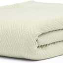 100% Cotton Herringbone Weave Blankets, 66" X 90" Twin, Throw Blanket for Bed, All Season Cotton Blanket, Cozy Blanket,Throws & Bed Blanket, Throw Blanket for Couch, Modern Home Decor -Sage