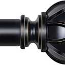 KAMANINA Curtain Rods for Windows 48 to 84 Inch, Black Heavy Duty Curtain Rod Adjustable, 7/8 Inch Single Decorative Drapery Rod 32 to 86 Inch(2.6-7.1Ft), Netted Texture End