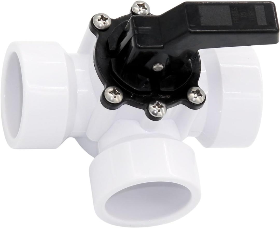Ganador Pool Supplies 3-Way Diverter Valve 1.5" Female Slip on Fitting for Pools and Spas - Control Water Flow for Plumbing Pumps and Filters - Easy to use