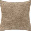 Pack of 2, Decorative Linen Soild Throw Pillow Covers Soft Accent Cushion Case Farmhouse Neutral Pillowcase for Couch Sofa Bedroom Living Room Home Decor 18 x 18 Inch (Brown)
