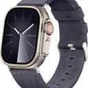 4 x Bandsie Leather Band Compatible with Apple Watch Ultra 3/Ultra 2/Ultra Band 49mm 46mm 45mm 44mm 42mm for Men, Vintage Genuine Suede Leather Wristband Strap for iWatch Series 11 10 9 8 7 6 5 4 SE 3 2 1 (Charcoal Gray)