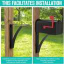 Mailbox Bracket for Post Metal Mounting Heavy Duty Floating Shelf Bracket Hardware for Strong Support Installation Outdoor(Black)