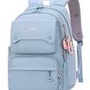 JiaYou Teen Girls Casual Backpack High Middle School Daypack Women Daily Travel Laptop Bag (1# Blue, 26 Liters)