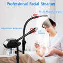 Professional Facial Steamer on Wheels, 2-in-1 Facial Steamers with 5X Magnifying Lamp, Facial Steamer for Facial Deep Cleaning and Hydration, Facial Humidifier for Spa, Salon and at Home Use