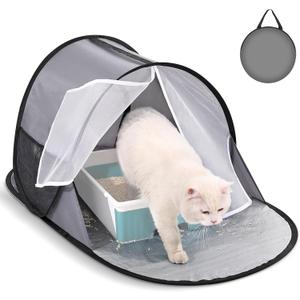 Foldable Cat Litter Box Enclosure - No Assembly Needed All-in-One Privacy Cover for Large Litter Boxes | Spill-Proof Design, Easy to Clean & Collapsible Storage (46"x23"x19")