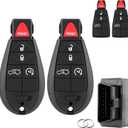 Key Fob Remote Replacement for Dodge Challenger Charger 2008 2009 2010 2011 2012 Durango 2008-2012 Chrysler 300 2008-2011 Keyless Entry Remote IYZ-C01C with Interchangeable 4 & 5 Button 2Pcs