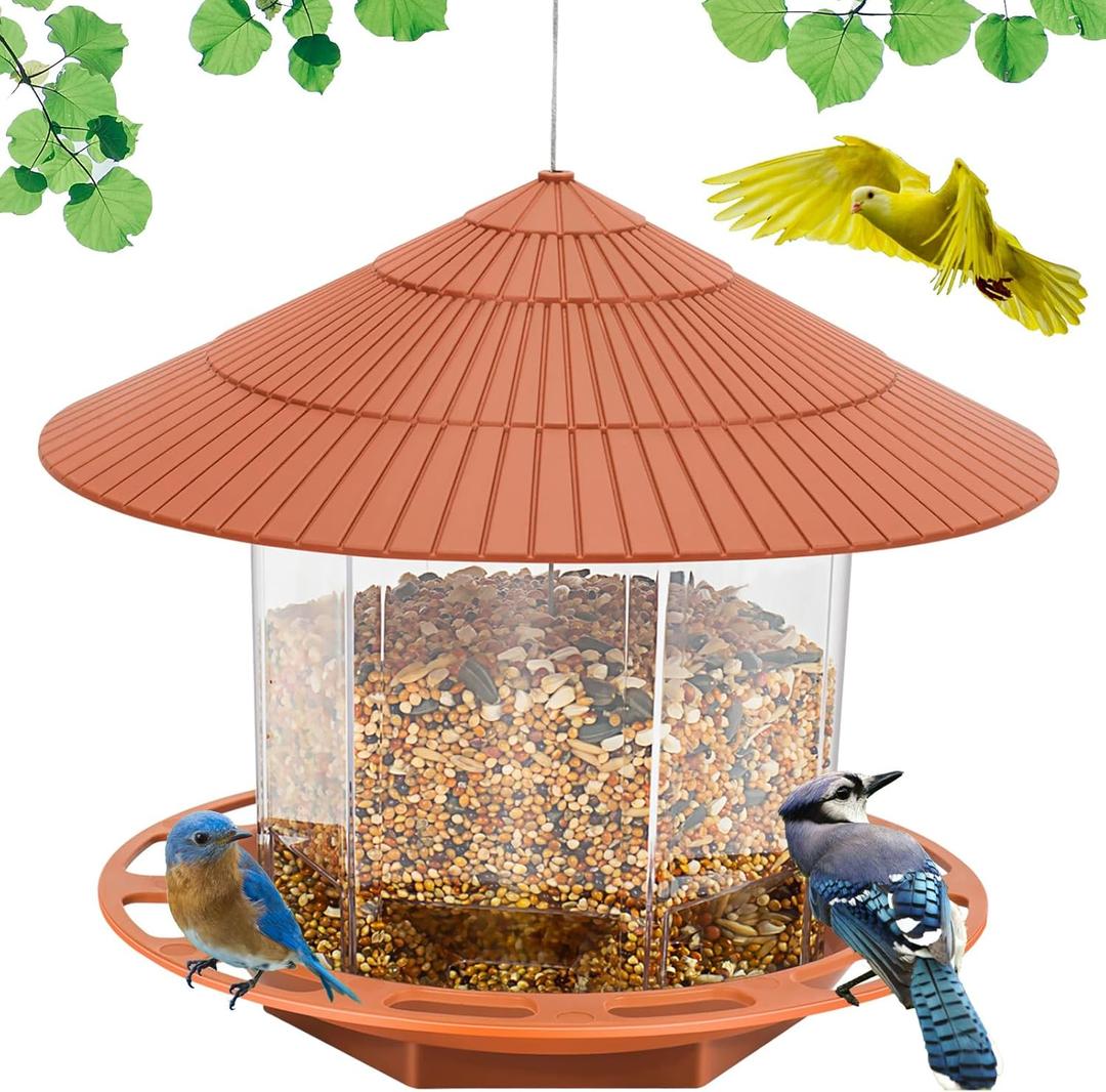 Bird Feeders for Outdoors Squirrel Proof Bird Feeder Hanging for Outside, Wild Bird Feeders Garden Yard Decoration, Easy Clean and Fill, Large Capacity for Bird Lovers