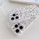 for iPhone 16 Pro Case Cute Flower Floral Light Purple Rose Design Vintage Shockproof Soft Women Girls Slim TPU Fashion Protective Phone Cover