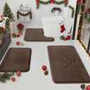 HUXMEYSON Bathroom Rugs Sets 3 Piece, Non-Slip & Quick Dry Bath Mat Set, Ultra Soft Velvet Bath Rugs for Bathroom, Toilet and Shower Floor, Brown (17"x24"+20"x32"+U Shape 20"x20")