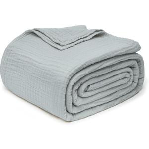 Joydeco 100% Cotton Muslin Throw Blanket for Couch Bed and Sofa, 4-Layer Lightweight and Breathable Soft Gauze Blanket for All Season, Luxury Throws Cotton Blanket Gift (Grey, 50"x70")