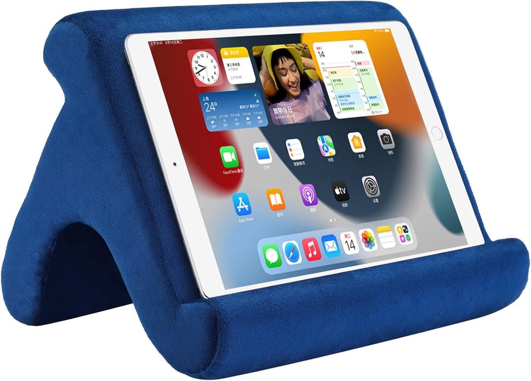 SAMHOUSING Tablet Pillow Stand Holder Dock for Bed with 3 Viewing Angles, Compatible with All Tablets,Phones and iPad Pro 9.7, 10.5,12.9 Air Mini 4 3, Kindle, E-Reader and Books(Navy)
