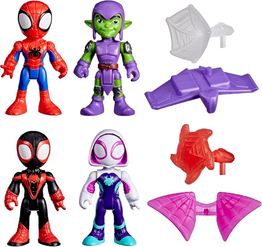 SPIDEY AND HIS AMAZING FRIENDS Marvel Web-Slinging Adventure Set, 3-Inch-Scale (7.6 cm) Action Figure Set, Spider-Man Toys for Kids Ages 3+
