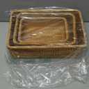 ZENFUN 3 Pack Natural Rattan Storage Baskets, Rectangular Woven Fruit Baskets for Decor, Handmade Woven Nesting Bread Baskets for Organizing, Serving, for Kitchen, Home, 3 Sizes