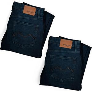 Mens Jeans Relaxed Fit  Straight Leg Stretch Jeans for Men  Ultimate Comfort Superflex Pants (46W x 34L, 2-pack Bundle Dark Blue)
