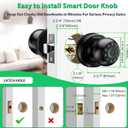 Smart Door Knob Fingerprint Lock 4-in-1 Keyless Entry (Fingerprint/App/Code/Key) Biometric Door with Auto-Lock Easy Install for Home/Bedroom/Office-Black