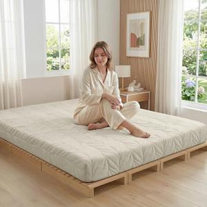 ZonLi Japanese Floor Mattress Futon Mattress Twin Size, 6" Thicken Roll Up Tatami Mat 100% Cotton Washable Cover, Portable & Foldable Floor Bed Mattress for Sleeping, Dormitory, Adult Kids, Khaki