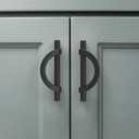 Amerdeco Paquete de 10 tiradores de gabinete negro mate de 3.75 pulgadas (3.780 in) con agujeros centrales, manijas de gabinete de cocina, manijas de cocina para armarios, tiradores de cajones