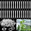 OJYUDD 130 Pcs Tomato Hooks with String,Tomato Holder Hooks with 32.8ft Twine & Plant Support Clips,Climbing Plants Support Hooks for Vegetable Plant Fruit Flower