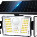 KOOPER Solar Flood Lights, 210 LED Motion Sensor Outdoor Lights, Solar Motion Lights Outdoor Waterproof, 3 Heads 300Â° Wide Angle Outdoor Security Lights for Yard Patio Garage Entryways, 1 Pack, Black
