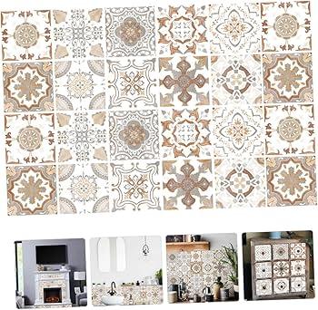 24pcs Peel and Stick Tile Stickers for Office Decor Removable Flower Stickers Kitchen Supplies Self Adhesive Wall Paste Decals