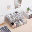 Yesesion 2 Pack Plastic Cable Management Box with Removable Dividers, Clear Cord Storage Organizer with 20 Wire Ties for Desk Drawer, Office Supplies, Electronic Accessories, Battery, Phone Charger