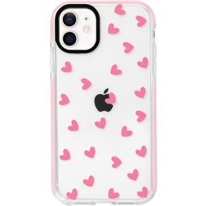 NITITOP Compatible with iPhone 11 Case Cute Clear for Women Girls Pink Love Heart Pattern Ultra Slim with Bumper Protector Soft TPU Anti-Yellow Protective Cover - Pink Heart