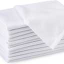 Encasa XO Cotton Cloth Napkins | Set of 12 | Size 17"x17" | White Solid Color | Machine Washable