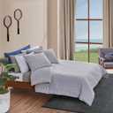 Lacoste Racquet Check 100% Cotton Dobby Comforter Set, Grey, Twin
