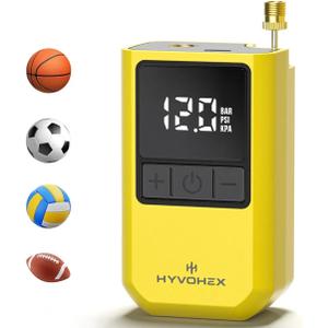 Ball Pump for Sports Balls, HYVOHEX Portable Electric Basketball Pump Ultra Fast Inflation, with Digital LED Display Air Pump for Balls, Preset Pressure with Ball Needle for Soccer, Volleyball
