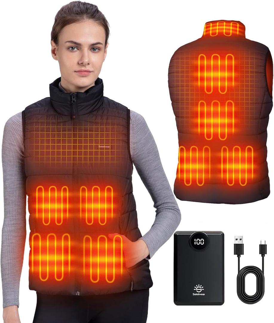 Heated Vest Women, 9 Heating Zones with 12000mAh Battery Pack, Rechargeable Vest Outdoor Hunt Camping Cycling Ski (X-Large)