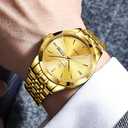 OLEVS Watch for Men Diamond Business Dress Analog Quartz Stainless Steel Waterproof Luminous Date Two Tone Luxury Casual Wrist Watch Blue
