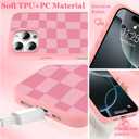 ZIYE for iPhone 16 Pro Max Case Pink Checkered Grids Plaid Checkerboard Pattern Phone Case Soft TPU Bumper Hard PC Cute Protective Cover Slim Lightweight Design Cases