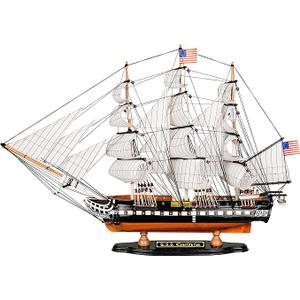 SAILINGSTORY Wooden Model Ship USS Constitution 1/140 Scale Replica Ship Model Sailboat Decor, Size: 26"