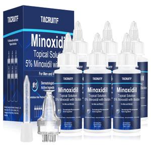 6 Pack 5% Minoxidil with Biotin, Hair Growth Treatment, Minoxidil Hair and Beard Growth Serum, Minoxidil for Men and Women, Supports Thicker and Fuller Hair & Beard (12 fl oz, 6 Month Supply)