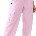 Hiking Pants Women Lightweight Cargo Pants Quick Dry Water Resistant Outdoor Travel Pants with Zipper Pockets (X-Small, Pink)