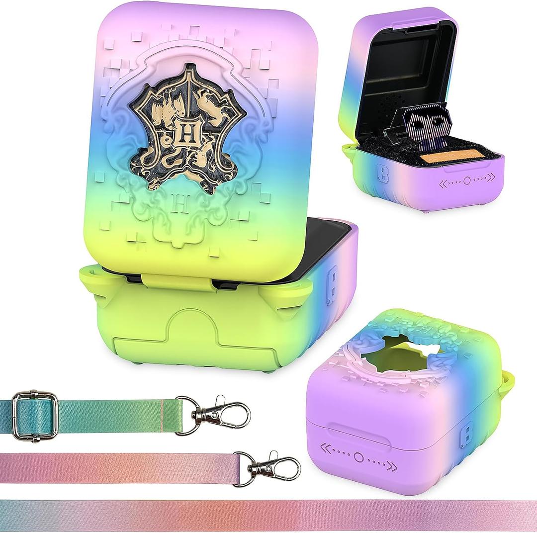 2 x Silicone Case for Bitzee Harry Potter Interactive Digital Pet, Protective Cover for Harry Potter Bitzee Virtual Electronic Pets Accessories (Rainbow Case)
