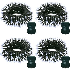 4 Pack String Lights Battery Operated, Each 23ft 70 LED Christmas Lights with Timer 8 Modes Fairy String Lights for Indoor Outdoor Wedding Garland Xmas Tree Decoration (Cool White)