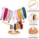 Headband Holder Organizer with 6 Branches Wooden Scrunchie Display Hanger with Bottom Bracket for Hair Hoop Hairband Jewelry Claw Clips Perfect Gifts for Girls and Women(White)