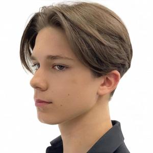 Mens Short Brown Wig Straight Boy Wig Middle Part Synthetic Cosplay Costume Halloween Wig for Fancy Dress