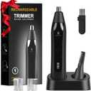 Ear and Nose Hair Trimmer for Men, 2025 Professional Painless USB Rechargeable Eyebrow & Facial Electric Hair Trimmer for Men Women, Powerful Motor, Dual Edge Blades, IPX7 Waterproof Easy Clean (Black)