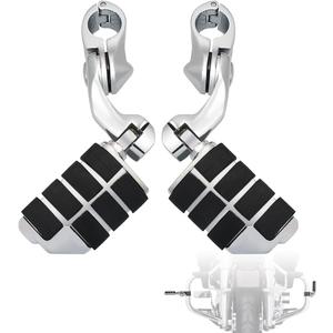 FOVPLUE 1.25" Highway Footpegs, Short Angled Adjustable Highway Pegs w/Mounts for Harley Touring Street Glide Electra Glide Road King Softail CVO Dyna Trike VRSC Sportster w/1-1/4" Engine Guard,#2