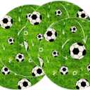 XCHI Green Soccer Grass World Cup Round Placemats Set of 4 Table Mats for Game Day Soccer Party Home Kitchen Dining Table Decorations 14x14 Inch