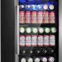 Antarctic Star Beverage 4.4Cu.Ft Refrigerator Cooler -145 Can Mini Fridge Glass Door for Soda Beer or Wine, Small Drink Dispenser, for Home Office or Bar.