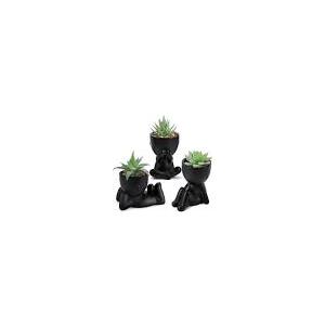 Der Rose 3pcs Fake Succulents Plants Artificial for Black Bathroom Bedroom Home Living Room Halloween Decor Aesthetic Indoor