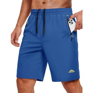 MAGCOMSEN Men's Workout Gym 9" Shorts Quick Dry Lightweight Summer Casual Athletic Hiking Shorts for Men with 3 Pockets (Blue)