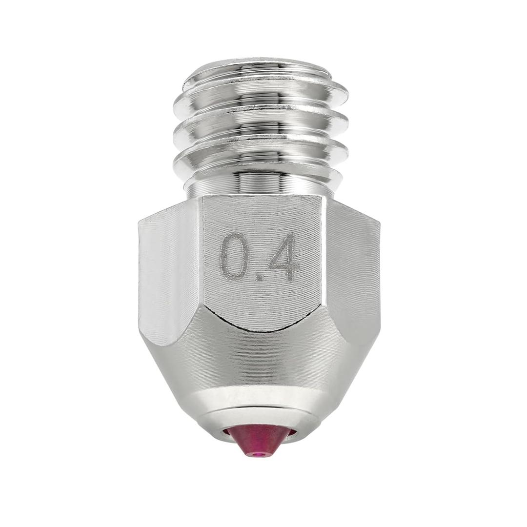 Ruby Tip MK8 Nozzle 0.4mm for Ender 3, CR-10, Elegoo Neptune 3, Sovol SV06 3D Printer and More, Hardened & Abrasion Resistant, Nickel Plated Copper