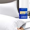 THREAD SPREAD 100% Egyptian Cotton Pillow Cases - 1000 Thread Count Pillow Cases Queen/Standard Size Set of 2, Soft & Breathable Extra Long Staple Sateen Weave Cotton Pillow Covers for Bed - White