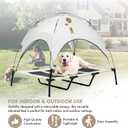 GRANDTIES Cooling Elevated Dog Bed with Canopy, XL, Ivory White